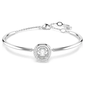 Bransoletka typu bangle Dextera, Szlif okrągły, Biała, Powłoka z rodu Swarovski