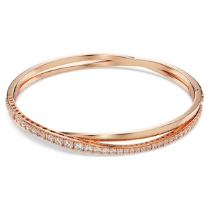 Bransoletka typu bangle Hyperbola, Biała, Powłoka w odcieniu różowego złota Swarovski