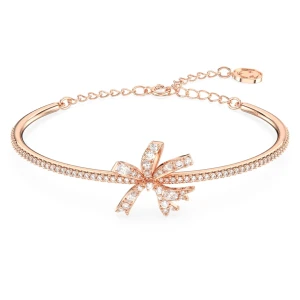 Bransoletka typu bangle Hyperbola, Kokarda, Biała, Powłoka w odcieniu różowego złota Swarovski