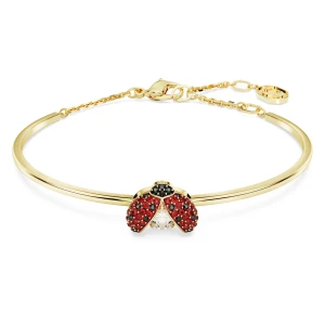 Bransoletka typu bangle Idyllia, Biedronka, Czerwona, Powłoka w odcieniu złota Swarovski