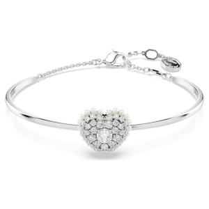 Zdjęcie produktu Bransoletka typu bangle Idyllia, Serce, Biała, Powłoka z rodu Swarovski