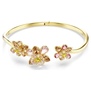 Bransoletka typu bangle Idyllia, Szlify różnorodne, Kwiat, Różnokolorowa, Powłoka w odcieniu złota Swarovski