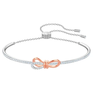 Zdjęcie produktu Bransoletka typu bangle Lifelong Bow, Kokarda, Biała, Wykończenie z różnobarwnych metali Swarovski