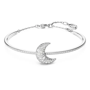Bransoletka typu bangle Luna, Księżyc, Biała, Powłoka z rodu Swarovski