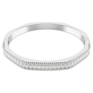 Zdjęcie produktu Bransoletka typu bangle Matrix, Szlif schodkowy typu baguette, Kształt ośmiokątny, Biała, Powłoka z rodu Swarovski