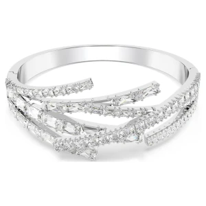 Bransoletka typu bangle Matrix, Szlify różnorodne, Biała, Powłoka z rodu Swarovski