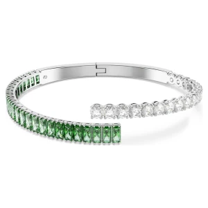 Bransoletka typu bangle Matrix, Szlify różnorodne, Zielona, Powłoka z rodu Swarovski