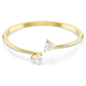 Bransoletka typu bangle Mesmera Attract, Serce, Biała, Powłoka w odcieniu złota Swarovski