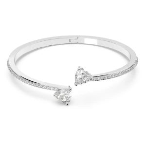 Zdjęcie produktu Bransoletka typu bangle Mesmera Attract, Serce, Biała, Powłoka z rodu Swarovski