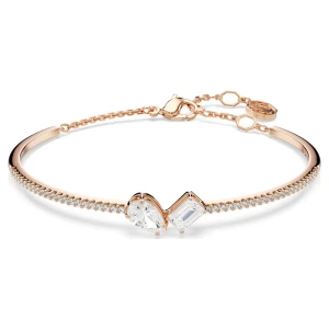 Bransoletka typu bangle Mesmera, Szlify różnorodne, Biała, Powłoka w odcieniu różowego złota Swarovski