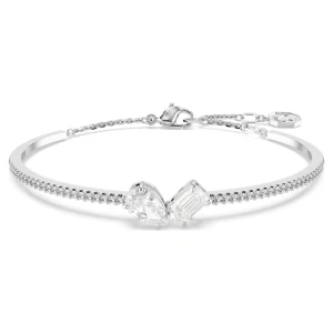 Bransoletka typu bangle Mesmera, Szlify różnorodne, Biała, Powłoka z rodu Swarovski