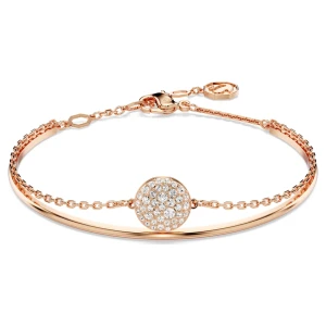 Bransoletka typu bangle Meteora, Biała, Powłoka w odcieniu różowego złota Swarovski