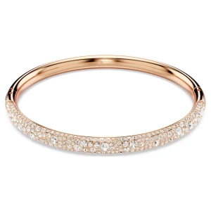 Bransoletka typu bangle Meteora, Oprawa brukowa typu snow, Biała, Powłoka w odcieniu różowego złota Swarovski