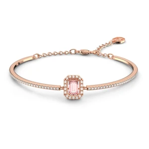 Bransoletka typu bangle Millenia, Szlif ośmiokątny, Oprawa brukowa, Różowa, Powłoka w odcieniu różowego złota Swarovski