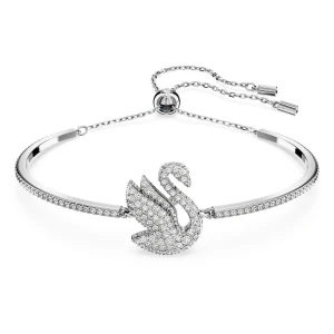 Bransoletka typu bangle Swan, Łabędź, Biała, Powłoka z rodu Swarovski