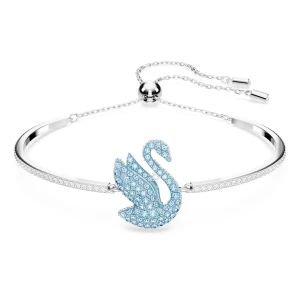 Bransoletka typu bangle Swan, Łabędź, Niebieska, Powłoka z rodu Swarovski