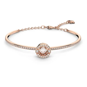Bransoletka typu bangle Swarovski Sparkling Dance, Szlif okrągły, Biała, Powłoka w odcieniu różowego złota