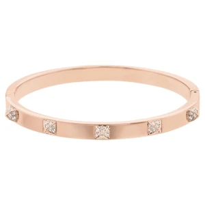 Bransoletka typu bangle Tactic, Biała, Powłoka w odcieniu różowego złota Swarovski
