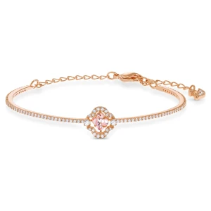 Bransoletka typu bangle Una Angelic, Koniczyna, Różowa, Powłoka w odcieniu różowego złota Swarovski