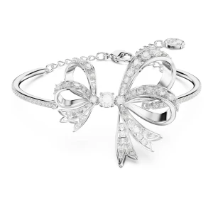 Bransoletka typu bangle Volta, Kokarda, Biała, Powłoka z rodu Swarovski