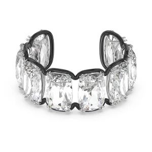 Bransoletka typu mankiet Harmonia, Duże kryształy poruszające się swobodnie, Biała, Wykończenie z różnobarwnych metali Swarovski