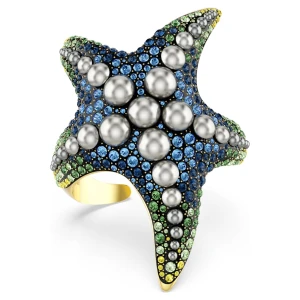 Bransoletka typu mankiet Idyllia, Kryształowe perły, Rozgwiazda, Różnokolorowa, Powłoka w odcieniu złota Swarovski