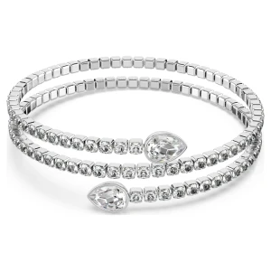 Bransoletka typu mankiet Twisty, Szlify różnorodne, Biała, Powłoka z rodu Swarovski