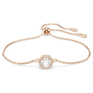 Bransoletka Una Angelic, Szlif okrągły, Biała, Powłoka w odcieniu różowego złota Swarovski