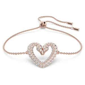 Bransoletka Una, Serce, Średnia, Biała, Powłoka w odcieniu różowego złota Swarovski