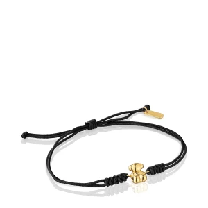 Bransoletka Z Czarnego Nylonu I Złota Z Motywem Misia Bold Bear - Tous Rozmiar