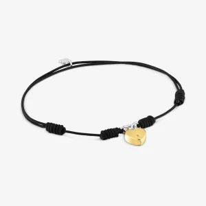 Bransoletka Z Czarnego Nylonu Z Dwukolorowym Motywem Serca/Kłódki Tous Unlock - Tous Rozmiar