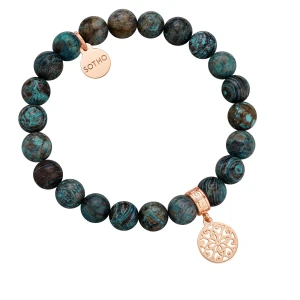 Bransoletka z jaspisu z ażurową rozetką  z różowego złota SOTHO