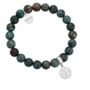 Bransoletka z jaspisu ze srebrną ażurową rozetką SOTHO