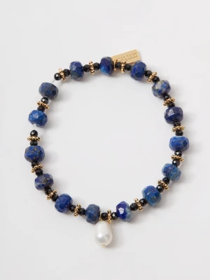 Bransoletka z koralikami lapis lazuli i perłami Taranko