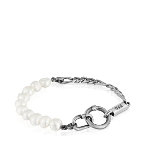 Bransoletka Z Łańcuszka Wędzidłowego Ze Srebra Z Perłami Hodowanymi Hold Man - Tous Rozmiar