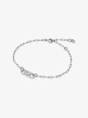 Bransoletka z łańcuszka ze srebra próby 925 pokryta metalem szlachetnym w stylu pavé z zawieszką z logo Empire Michael Kors SREBRNY (Srebrny)