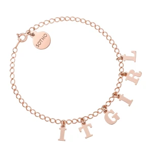Bransoletka z literkami i cyferkami z różowego złota : Ilość liter - 15 SOTHO
