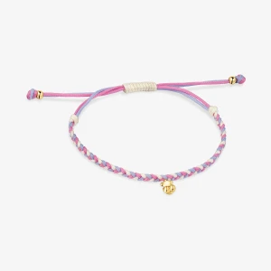 Bransoletka Z Misiem Ze Srebra Powlekanego Złotem 18-Karatowym I Różowo-Białego Nylonu Tous Motifs - Tous