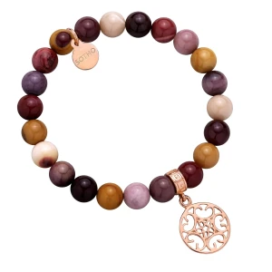 Bransoletka z mokaitu z rozetką z różowego złota SOTHO