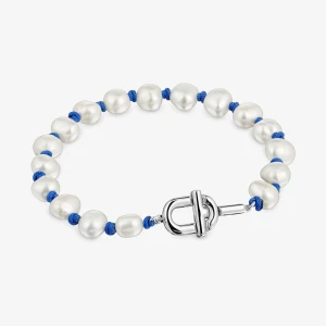 Bransoletka Z Niebieskiego Nylonu I Srebra, Z Perłami Hodowanymi Tous Manifesto - Tous Rozmiar