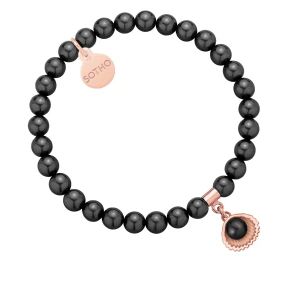 Bransoletka z pereł SWAROVSKI® CRYSTAL w kolorze Black z muszelką SOTHO