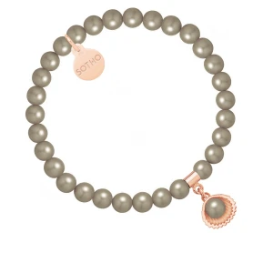 Bransoletka z pereł SWAROVSKI® CRYSTAL w kolorze Dark Grey z muszelką SOTHO