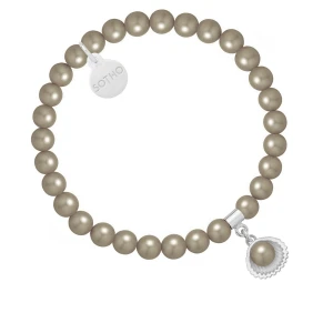 Bransoletka z pereł SWAROVSKI® CRYSTAL w kolorze Dark Grey ze srebrną muszelką SOTHO