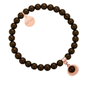 Bransoletka z pereł SWAROVSKI® CRYSTAL w kolorze Deep Brown z muszelką SOTHO