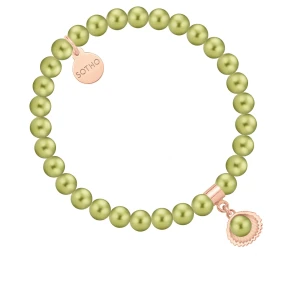 Bransoletka z pereł SWAROVSKI® CRYSTAL w kolorze Light Green z muszelką SOTHO