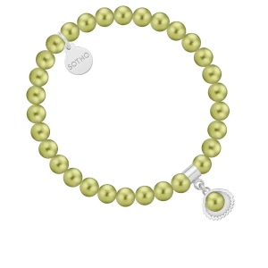 Bransoletka z pereł SWAROVSKI® CRYSTAL w kolorze Light Green ze srebrną muszelką SOTHO