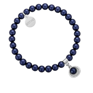 Bransoletka z pereł SWAROVSKI® CRYSTAL w kolorze Night Blue ze srebrną muszelką SOTHO