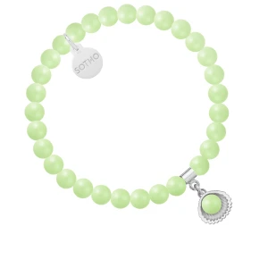 Bransoletka z pereł SWAROVSKI® CRYSTAL w kolorze Pastel Green ze srebrną muszelką SOTHO