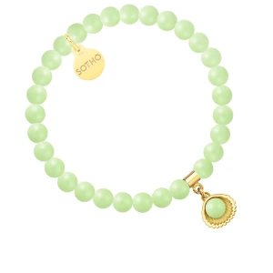 Bransoletka z pereł SWAROVSKI® CRYSTAL w kolorze Pastel Green ze złotą muszelką SOTHO