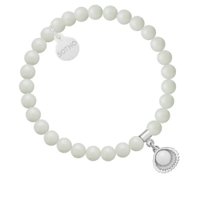 Bransoletka z pereł SWAROVSKI® CRYSTAL w kolorze Pastel Grey ze srebrną muszelką SOTHO